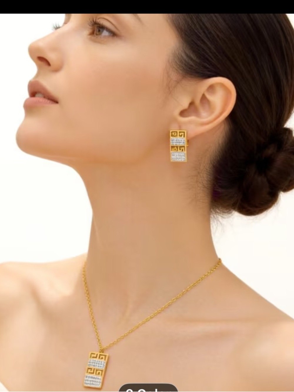 SOLD Stainless Steel NEW luxury inspired 18K Gold plated CZ necklace earring set
